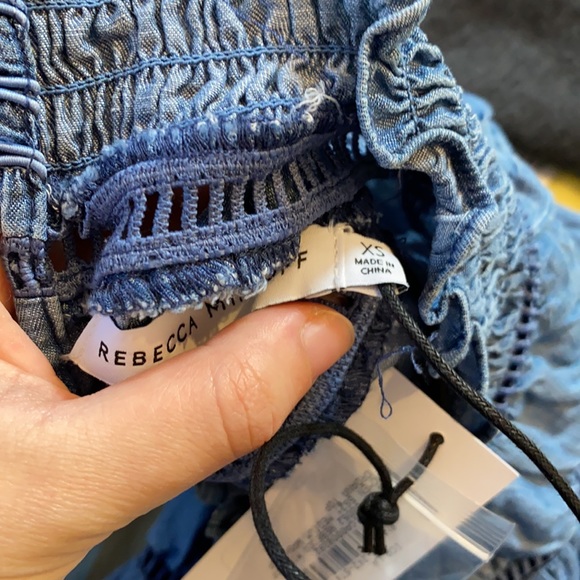 Rebecca minkoff / NWT Jordana chambray Medium wash ruched blouse top XS - Picture 9 of 10